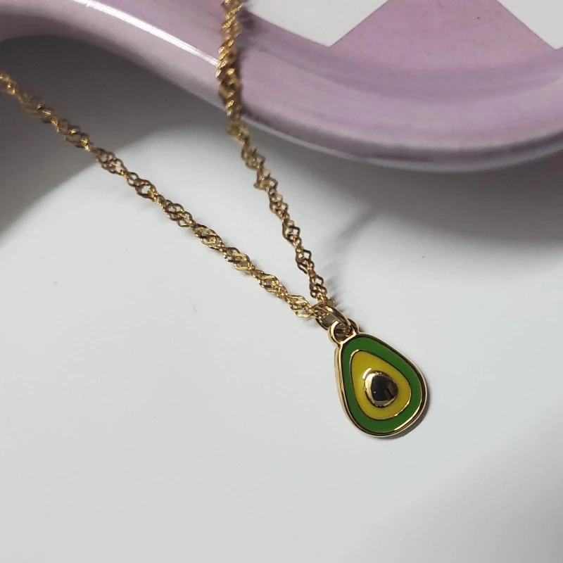Cute Avocado Pendant Necklace | Stainless Steel Fruit Charm Necklace