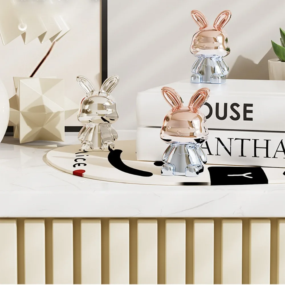 Cartoon Rabbit Decorative Ornaments Long Eared Rabbit Eco-friendly Plastic Rabbit 3D Ornament Electroplating Cute