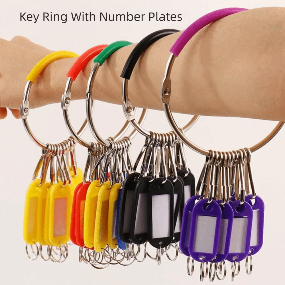 With 20pcs Number Plates Key Storage Ring Transparent Window Plastic Key Tags Metal Split Rings Keys Classification Key Chains