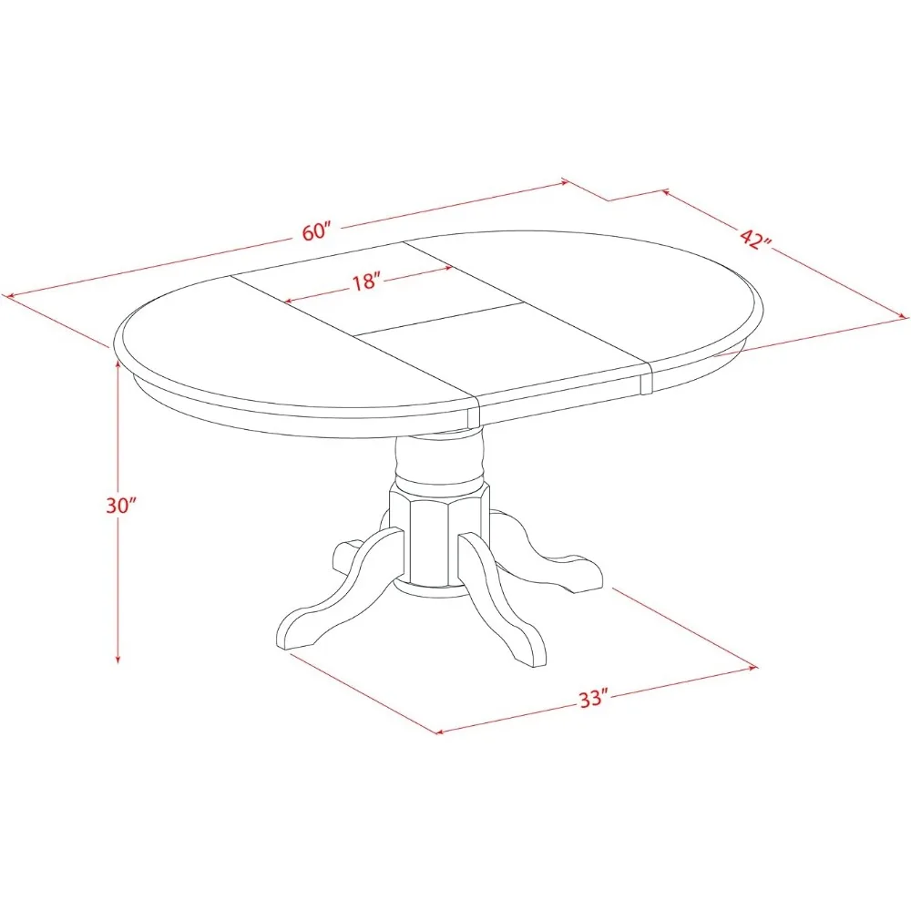 7 Piece Dining Table Set, Consist of An Oval Wooden Table with Butterfly Leaf and 6 Kitchen Dinings Chairs, Dining Room Set