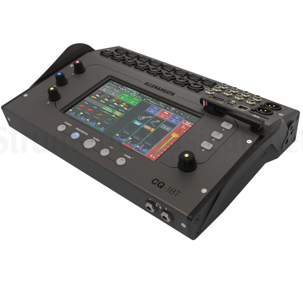 Console mixer digitale Allen & Heath CQ-18T con touchscreen da 7", connettività Wi-Fi e Bluetooth per audio da palco dal vivo