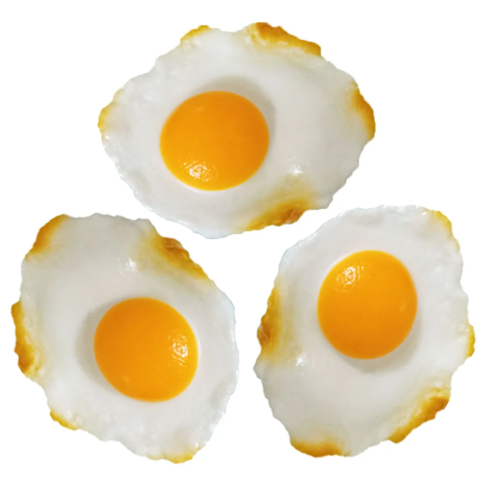 3 Pcs Simulated Omelette Model Simulation Fried Egg Fake Food Real Looking Toy Easy Clean Photography Prop Pvc Display