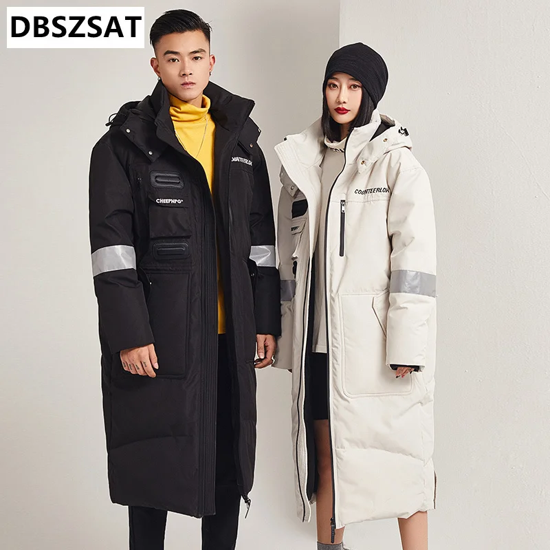 New Winter Fashion Down Jacket Padded Jacket Men Hooded Warm and Long Parka Coat White Duck Down Men Winter Down Jacket