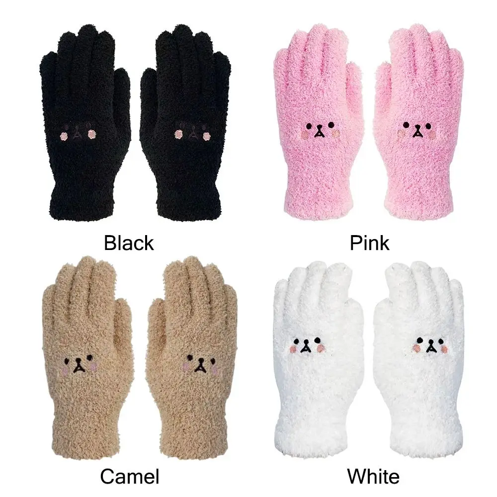 الكرتون التطريز استحى الدب الفتيات قفازات سميكة محبوك الحياكة القفازات الدافئة فنجر قفازات ركوب الدراجات بنين بنات طالب #5