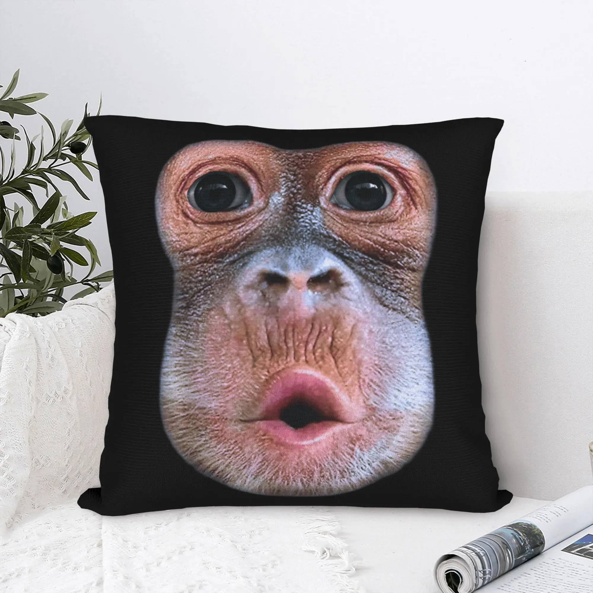 Funny Monkey Blowing Stomach Face Pillowcase Soft Polyester Cushion Cover Gift Meme Pillow Case Cover Home Zippered