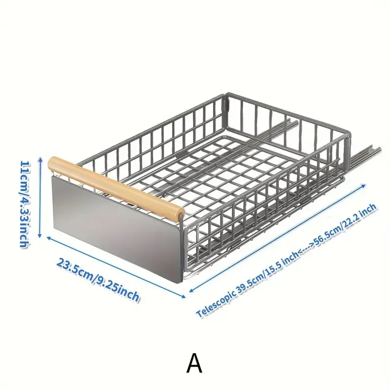 Panier de rangement extractible en métal, organisateur d'armoire coulissant, rangement d'épices et d