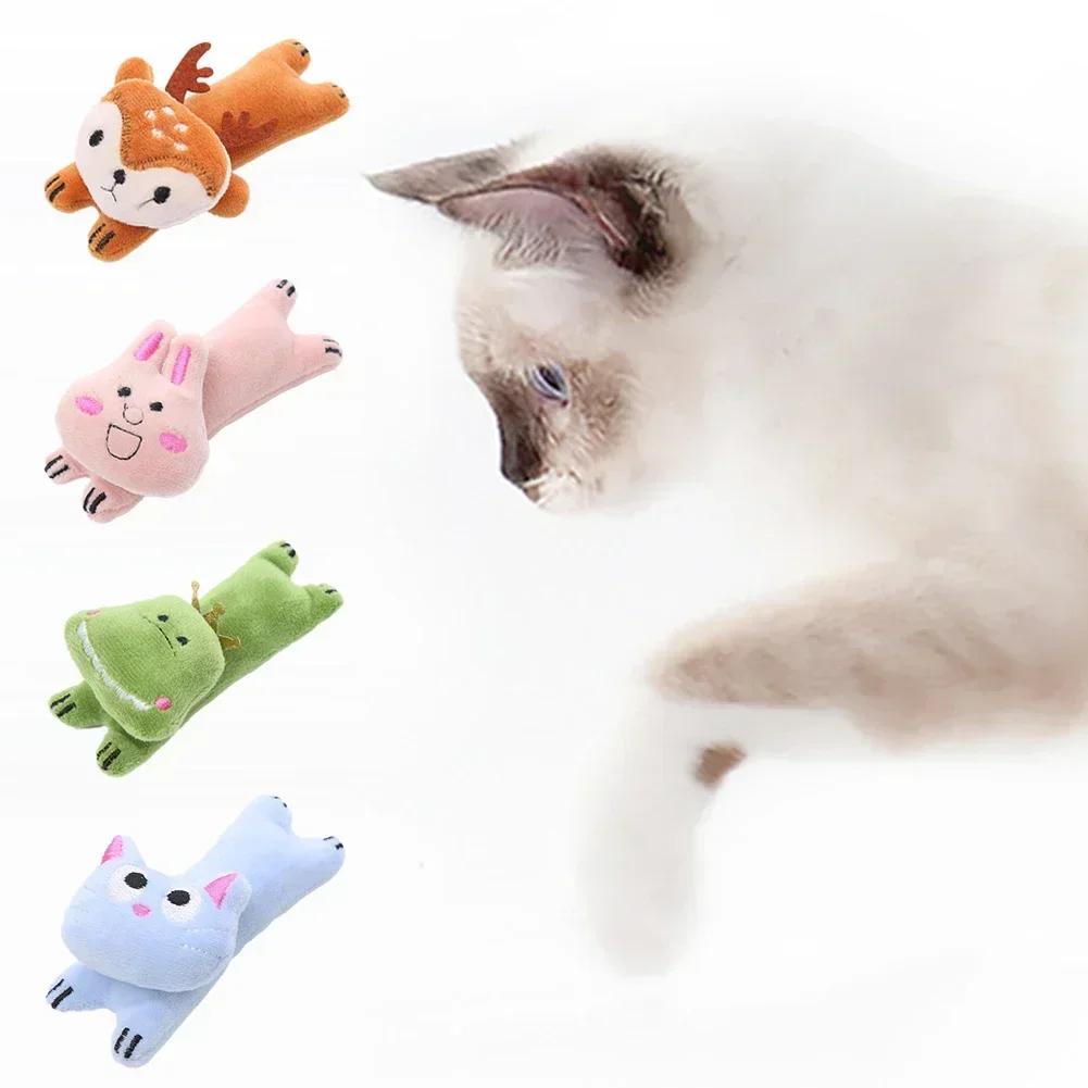 Cute Animal Shape Cat Toys Funny Interactive Plush Cat Toy Mini Teeth Grinding Catnip Toys Kitten Chewing Toy Pets Accessories