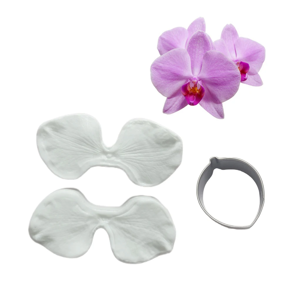 3PCS Phalaenopsis Orchid Flower Silicone Kitchen Molds Sugar Craft Chocolate Fondant  GumPaste Clay Baking Accessories and Tools