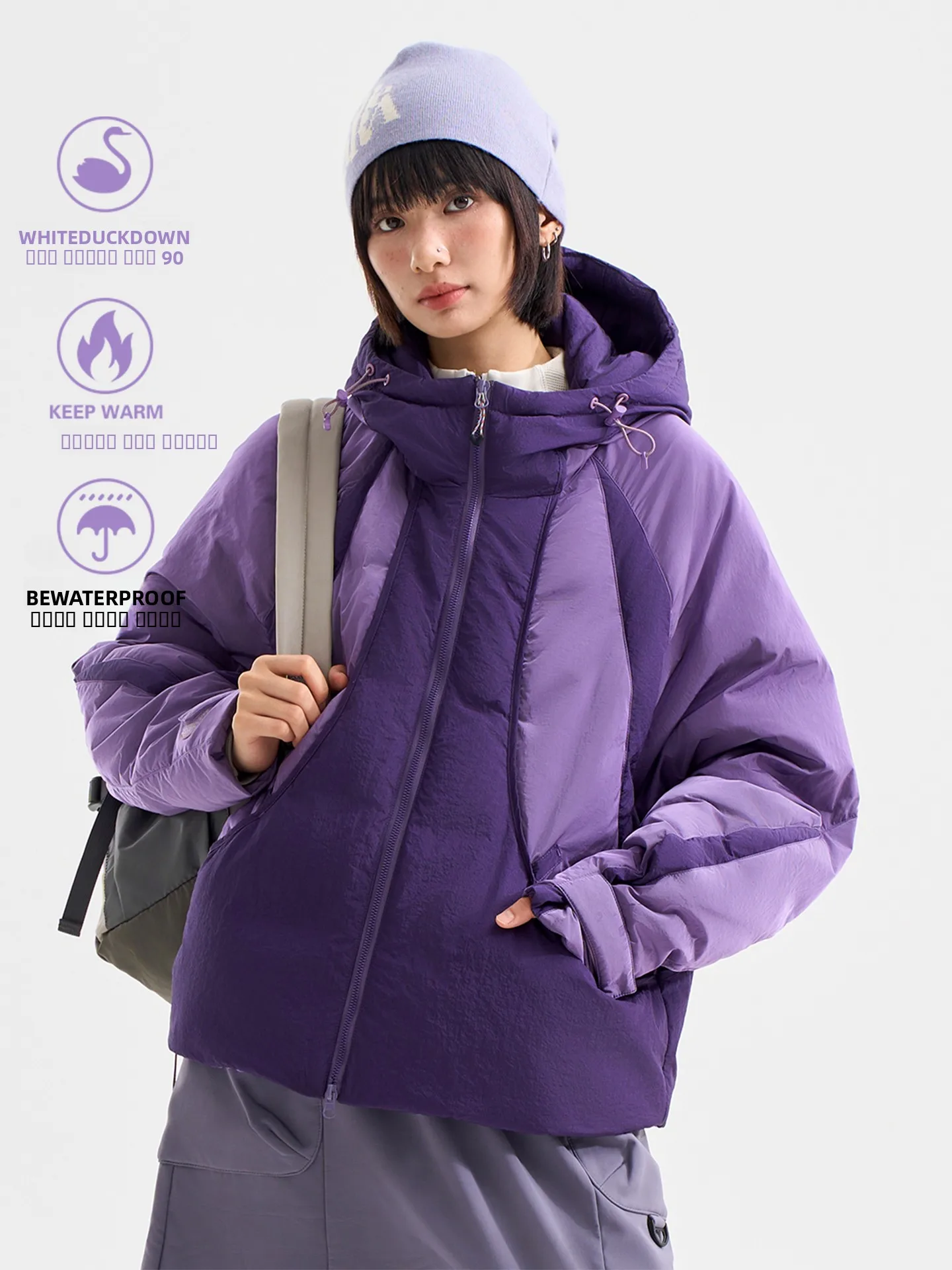 

Women's Outdoor ort Puffer Jaet Hooded White Du down Thiened Bread Sle Coat Warm Waterproof Nylon Winter Outerwear