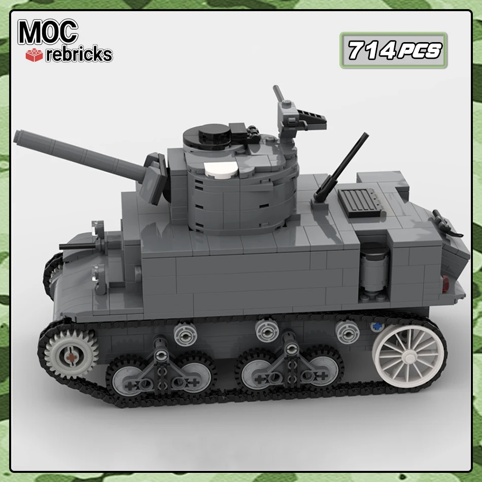 

Коллекция строительных блоков MOC Expert M3A1, модель M3A1, тонкий танк, Детские кубики с дисплеем, игрушки, детский подарок на день рождения