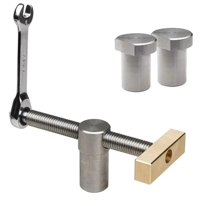 Happy New- 19Mm Bench Dog Clamp 3/4 Inch Dog Hole Clamp Woodworking Adjustable Workbench Stop Stainless Steel Brass