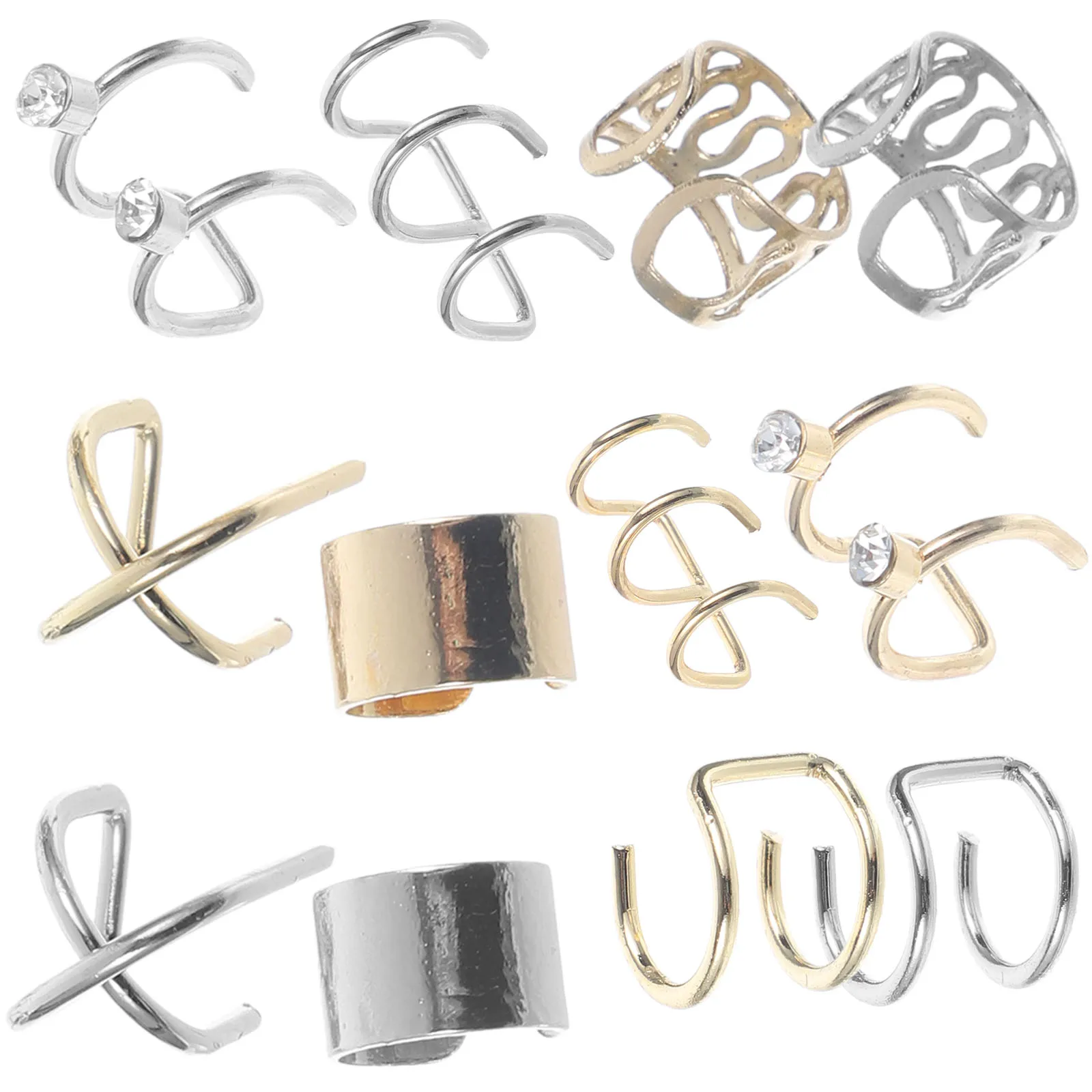 

24pcs Non Pierced Ear Cuffs Earrings Hairpin Clip on Backs for Women Unique Design Suitable Halloween Birthday Parties Daily