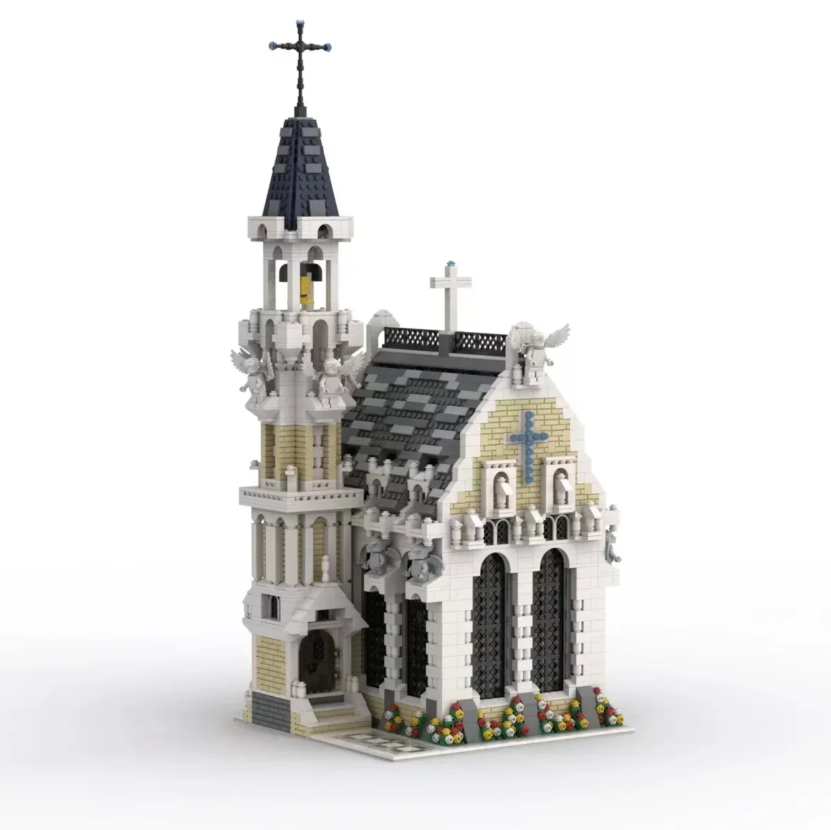 Creatief Expert Straatweergaven Middeleeuwse Stad Kerk Moc Bricks Modulair Huis Model Bouwstenen Speelgoed Beroemde Architectuur 033006