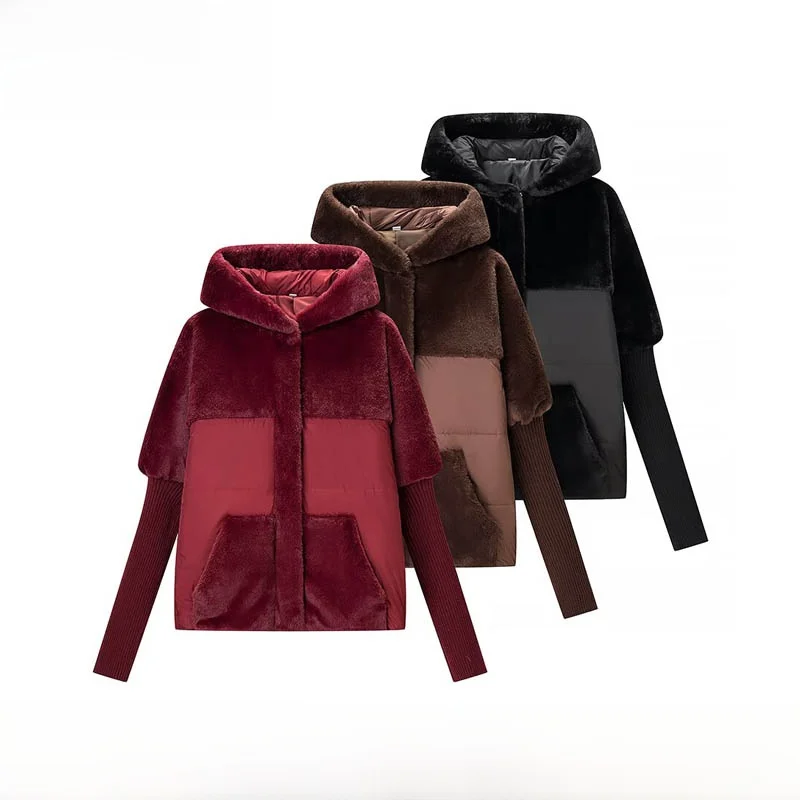 Fashionable Autumn Winter New Arrival Women's Coat Warm Polyester Fiber Long Sleeve Zipper Closure Fur Collar Versatile Plaid...