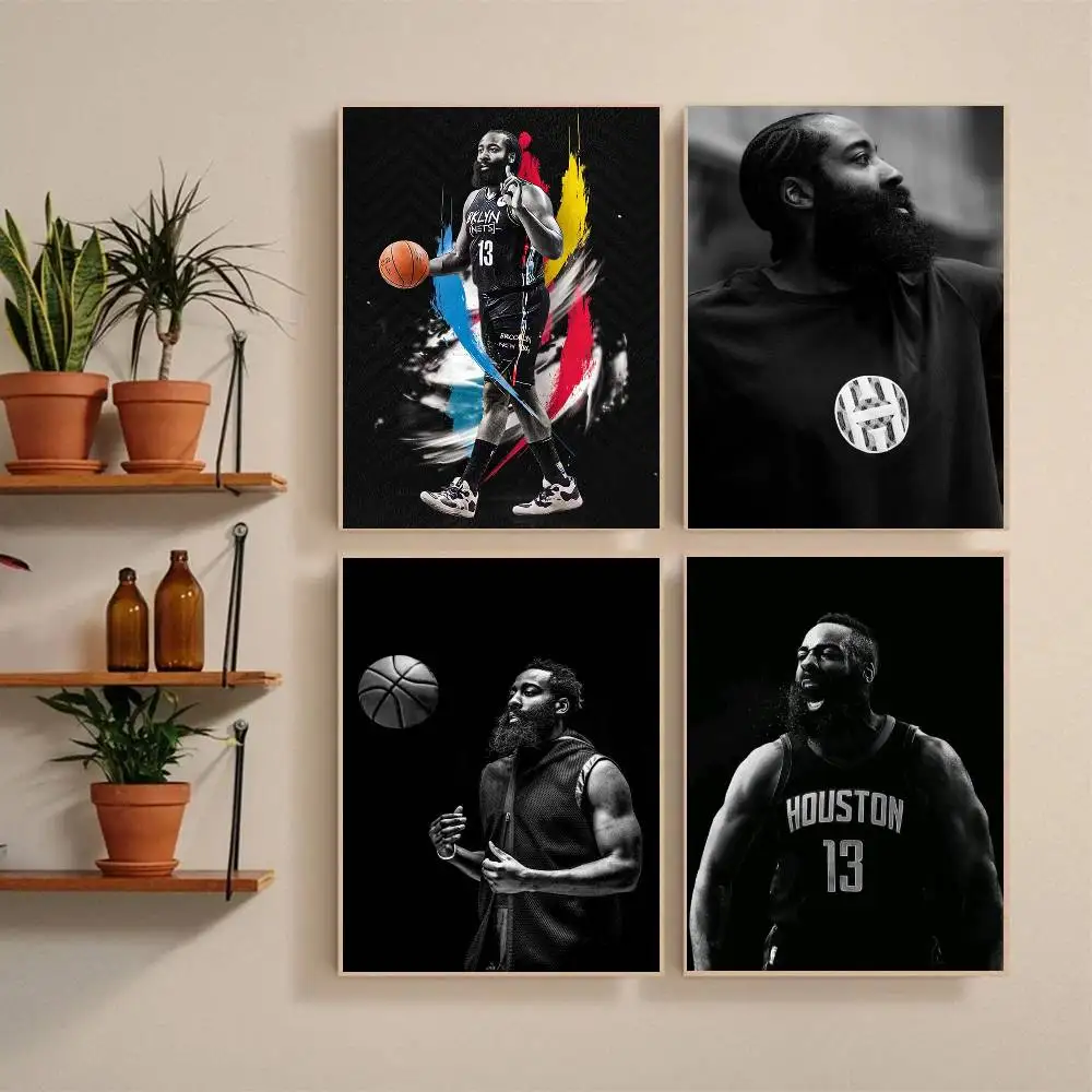 J-James H-Harden Poster Self-adhesive Art Waterproof Paper Sticker Coffee House Bar Room Wall Decor