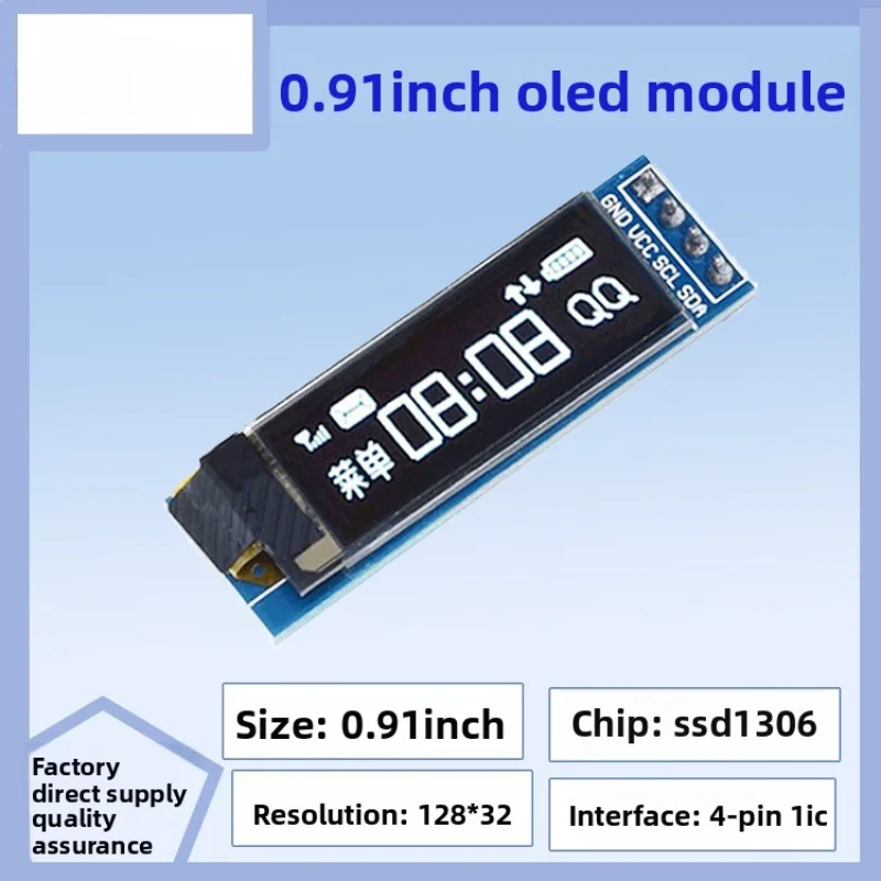 0.91 بوصة OLED وحدة 12832 شاشة LCD Ssd1306 عرض IIC وحدة 4 دبوس شاشة OLED