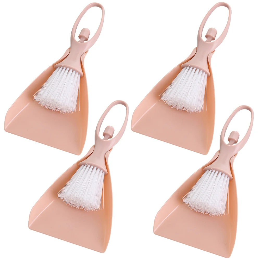 

4Sets Mini Broom Dustpan Set Household Supplies with Hanging Hole Design for Easy Storage and Carrying Pink Cleaning Set