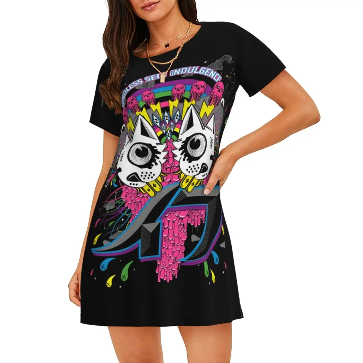 

Женская ночная рубашка Mindless на заказ, одежда для сна с короткими рукавами и принтом в стиле гальпанк для отпуска, путешествий, пижама, женская пижама