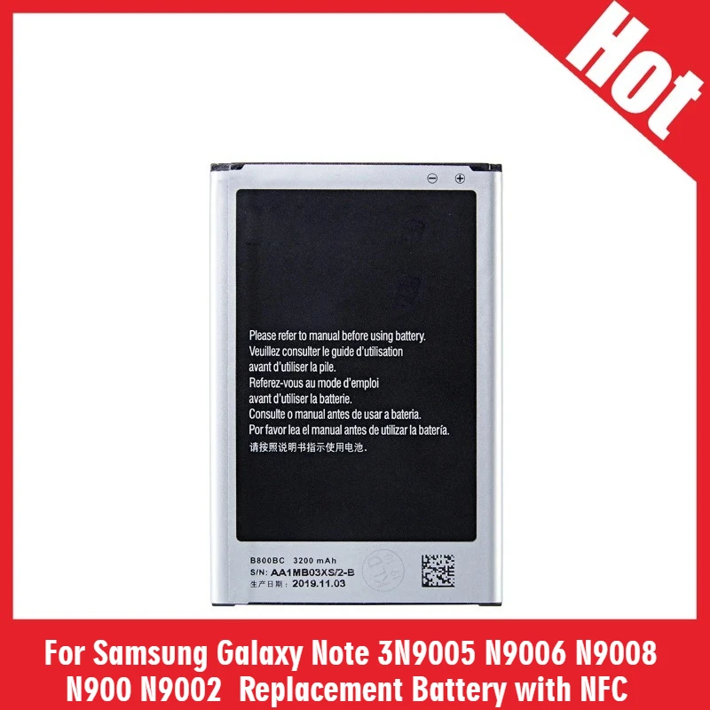

New B800BE B800BC B800BU Battery For Samsung Galaxy Note 3N9005 N9006 N9008 N900 N9002 Replacement Battery with NFC