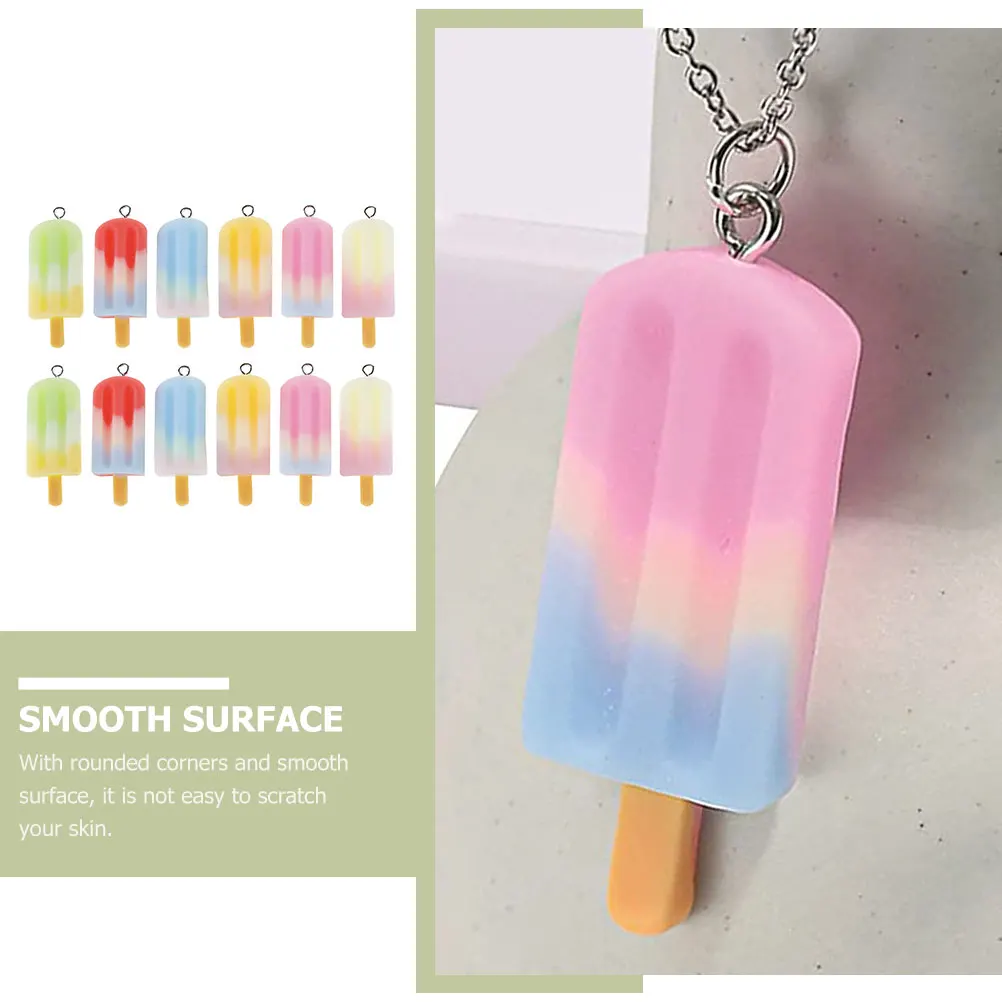 

20pcs Resin Ice Cream Popsicle Pendant Charms Cute Necklace Earring Accessories DIY Jewelry Supplies Lightweight