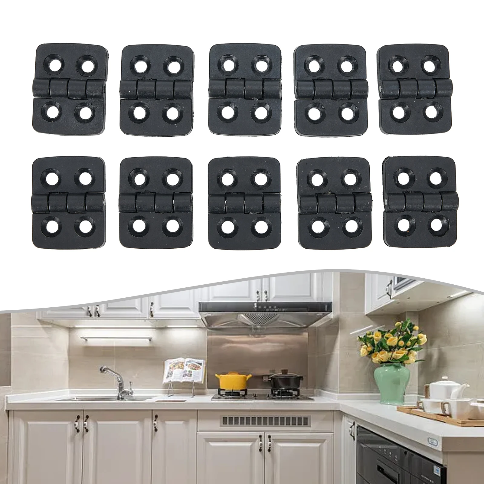Mini Plastic Black Door Bearing Butt Jewelry Chest Wooden Music Box Wine Case ABS Cabinet Hinges 10PCS Small Hinges