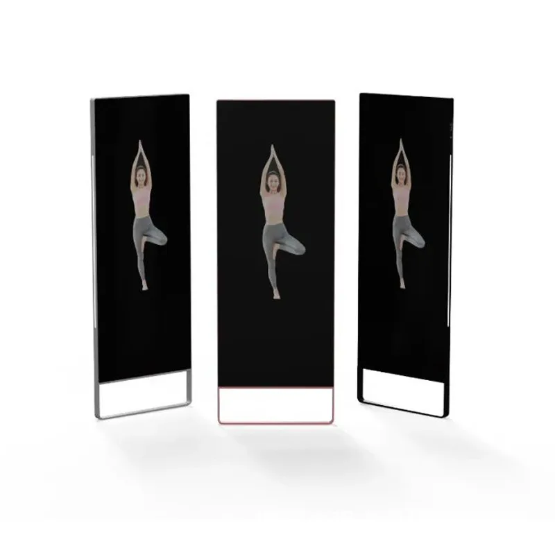 مرآة أرضية ذكية للياقة البدنية المنزلية مقاس 43 بوصة، مرآة مدرب AI، شاشة لمس عالية الوضوح