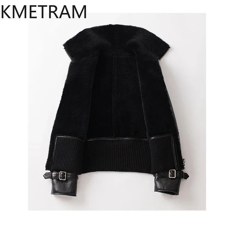 Real Merino Wool Fur Coat Women Short Biker Leather Jacket Woman Winter Clothes Natural Sheepskin Fur Jackets шуба женская 2024