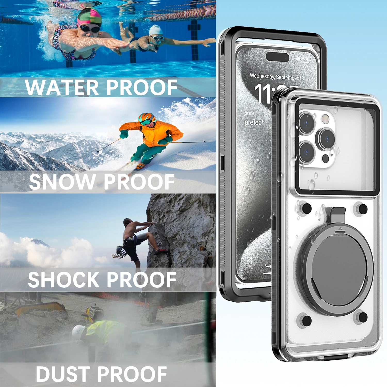 Shellbox Universal Waterproof Case for iPhone 16 15 Pro Max S24 Ultra Note 20 Mate 60 OnePlus 12 Meuzu 21 Redmi Note 13 Pro Plus