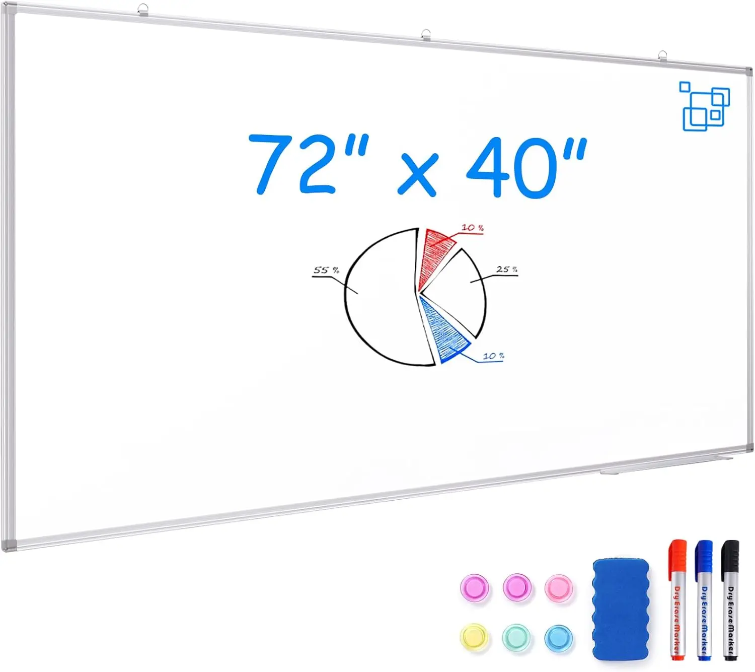 

Large Magnetic Whiteboard 72x40 Inch, Aluminum Frame Wall-Mounted Dry Erase Board with Pen Tray for Office, Classroom & Home