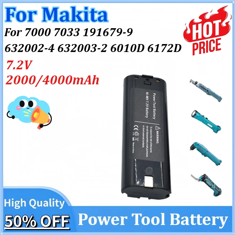 

Newly upgraded 7.2V 2000/4000mAh Power Tools Replacement Battery for Makita 7000 7033 191679-9 632002-4 632003-2 6010D 6172D
