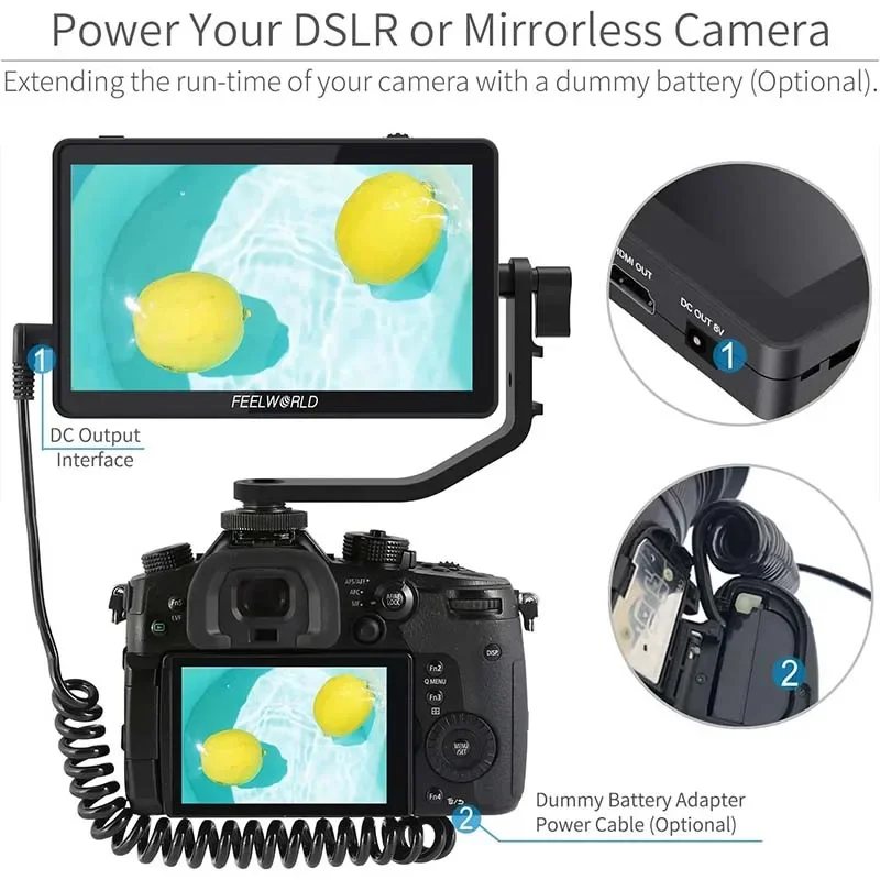 FEELWORLD F6 PLUS V2 6-дюймовый полевой монитор для DSLR-камер с сенсорным экраном IPS FHD 1920x1080, видео 4K, для камер Canon и Nikon