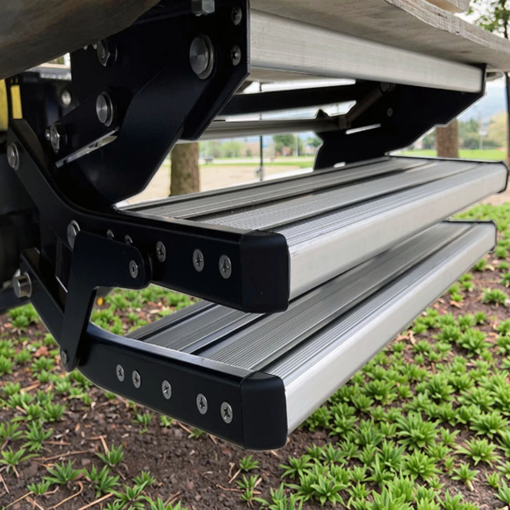 

Camper Accessories Electric Motorhome Welcoming Steps Aluminum Alloy Folding Steps Double-layer RV Modification Accessories