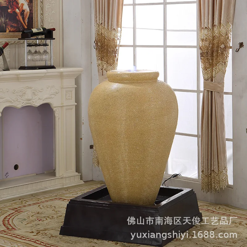 HYS European Sandstone Waterscape Fountain Hotel Real Estate Home Crafts Indoor Humidifier Water Jar Opening Gift