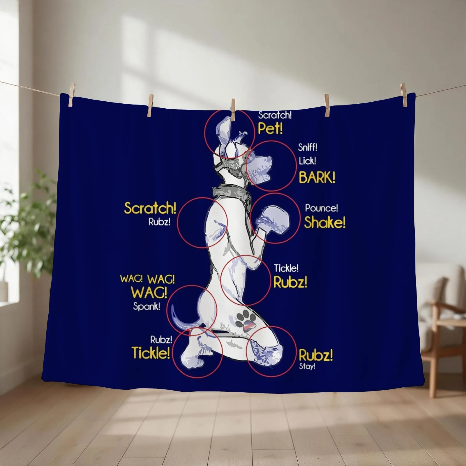 Human Puppy Play T-Shirt - Puppy Diagram Puppy Pride Throw Blanket couch cozy soft plush fuzzy picnic outdoor blanket
