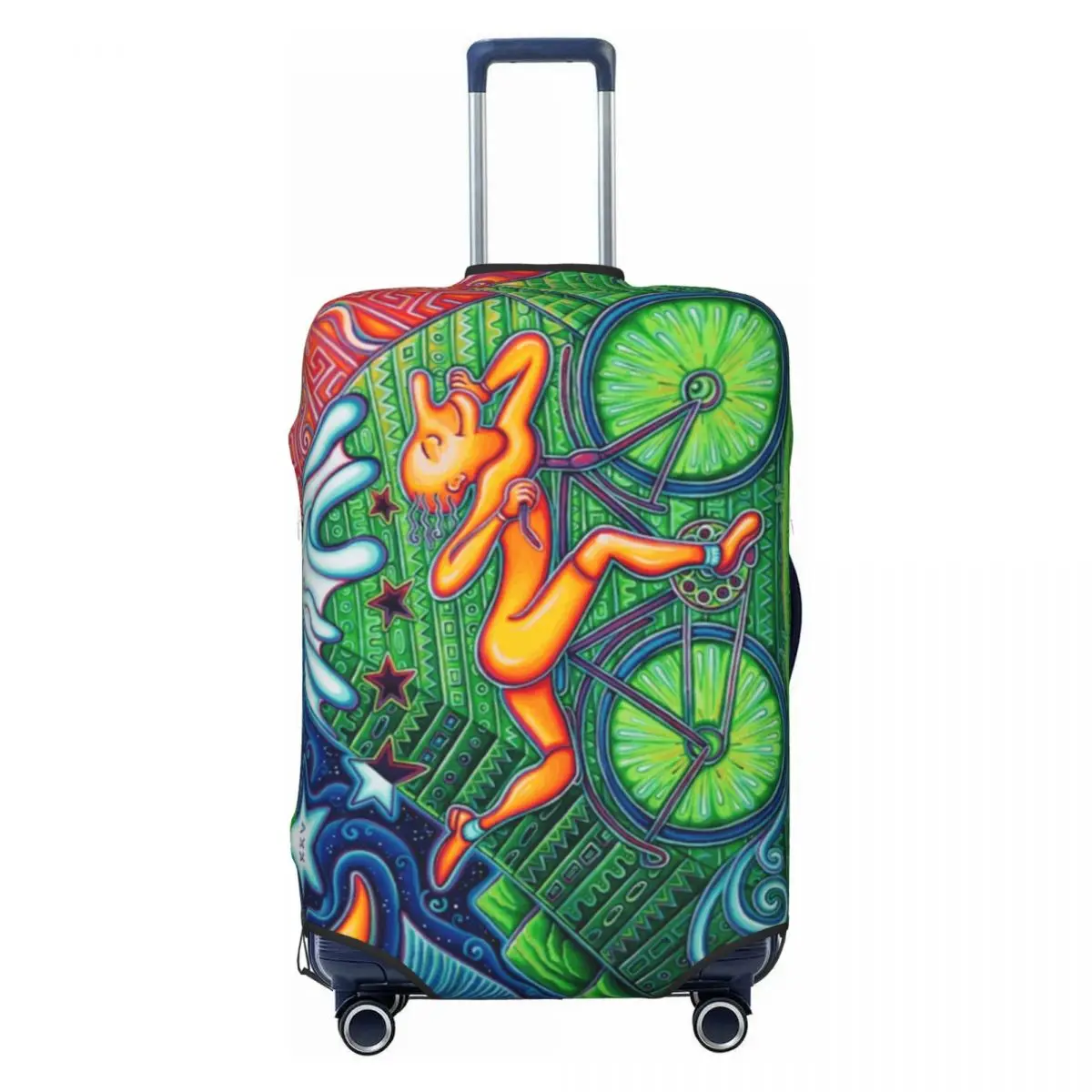 

Custom Bicycle Day Acid 1943 Vintage Luggage Cover Elastic Albert Hofmann LSD Travel Suitcase Protective Covers Fits 18-32 Inch