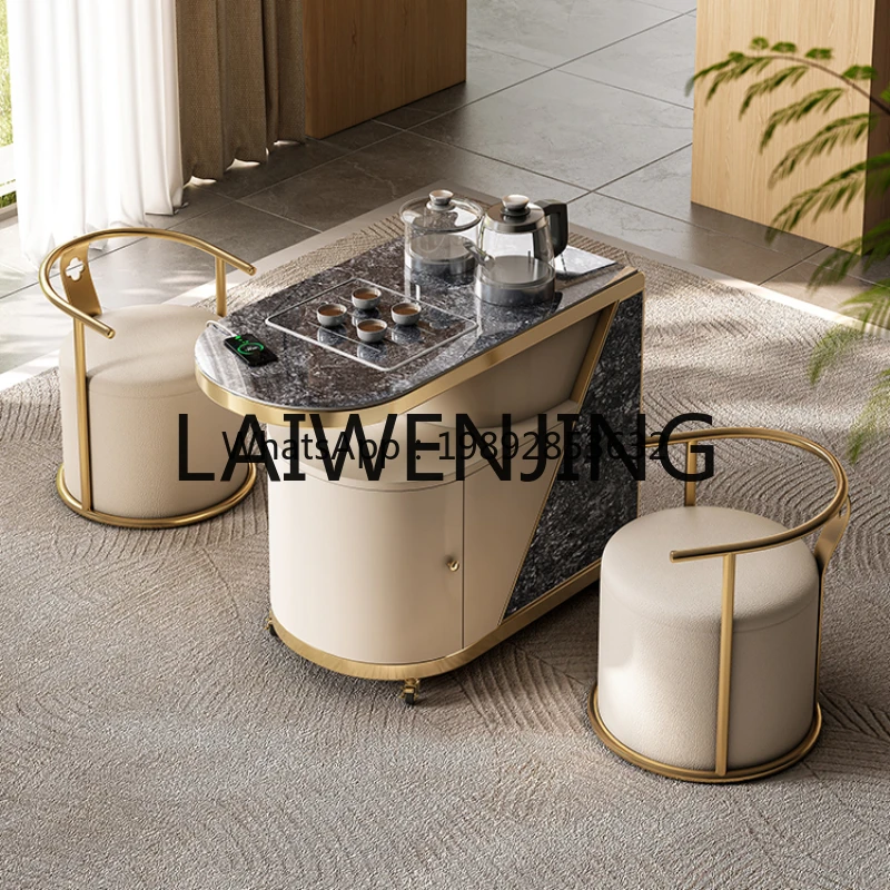 6 Small Tea Trolley Modern Simple High-End Stone Plate Small Balcony Tea Table Combination