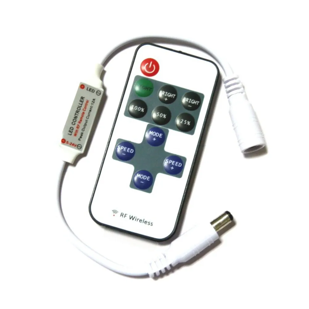 Single Color LED Controller Wireless 11 Keys Remote Brightness Dimmer Monochrome LED Strip Lights 10-Level Brightness 8