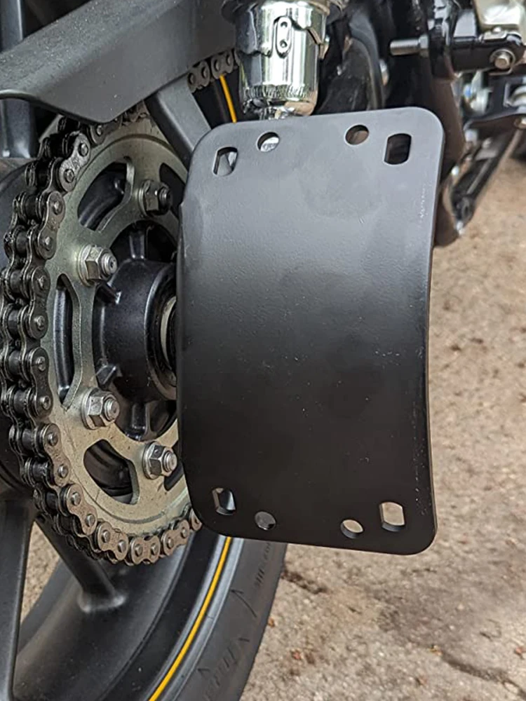 Motorcycle Iron Curved Side Mount License Plate Bracket - Powder Coated, Durable, Ideal for Touring Bobber & Chopper Models