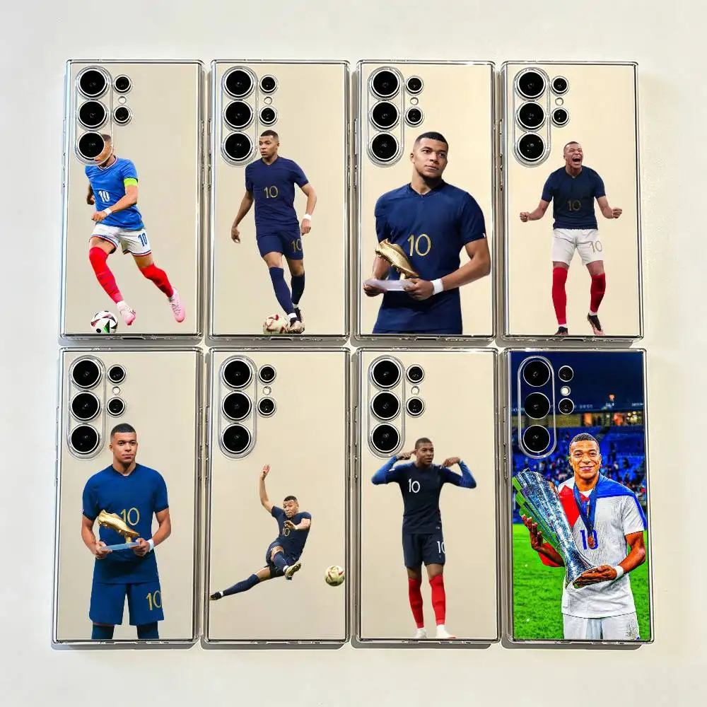 Kylian Mbappe Precise Hole Transparent Printed Phone Case for Samsung Galaxy S26/S25/24/23/22/30/21/10/9,Ultra,Plus