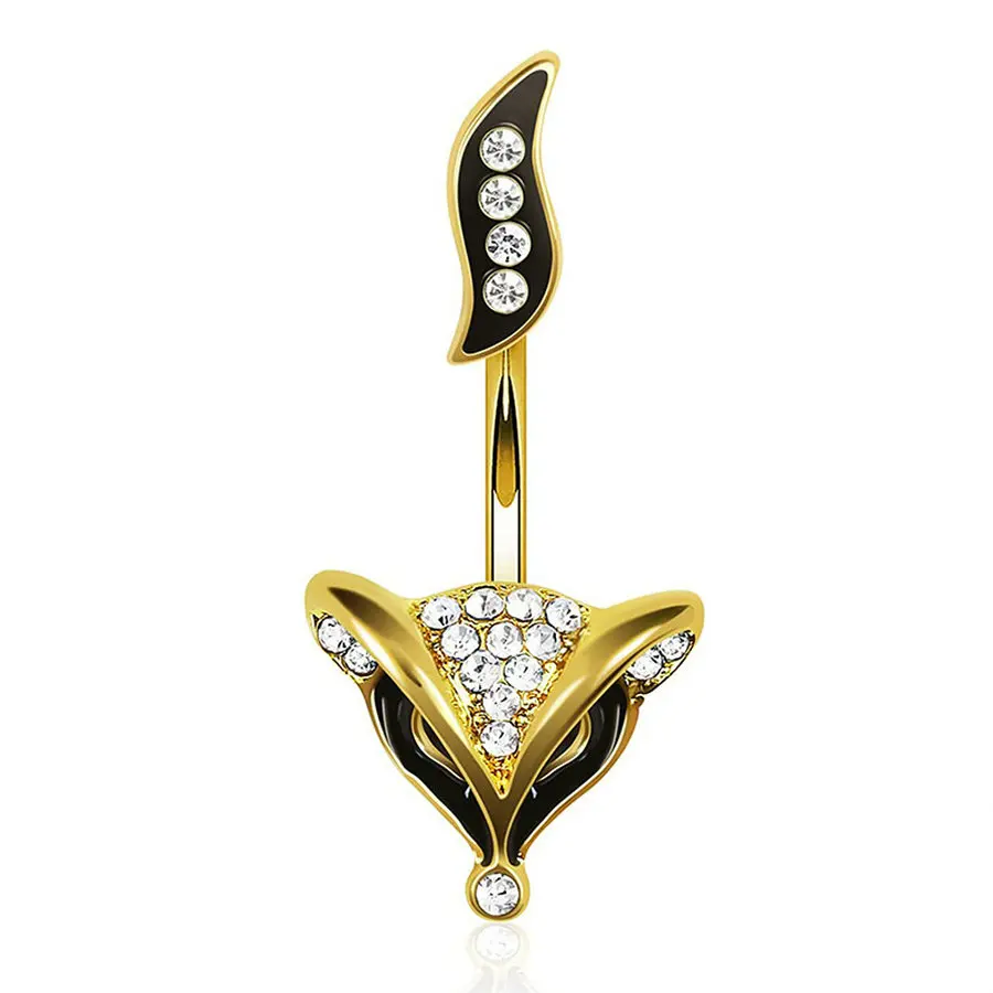 

10pcs/Lot Sexy Crystal Fox Navel Belly Ring Bar Gold Color Piercing for Woman Gift