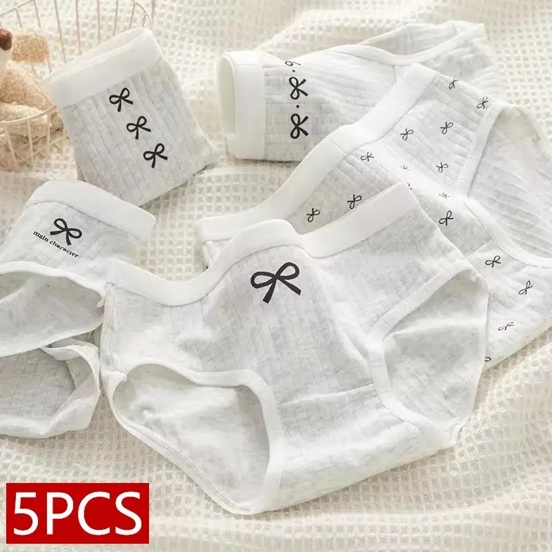 5 sztuk/zestaw prosta kokardka bawełniana bielizna majtki damskie ładna dziewczyna miękkie majtki oddychające trójkątne spodnie dla kobiety seksowna bielizna