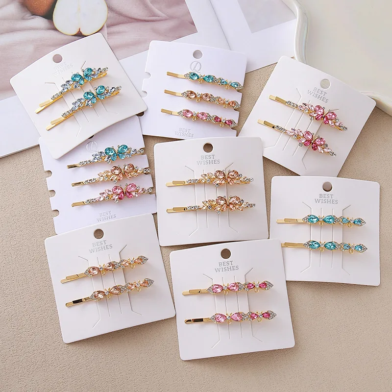 

Korean Colorful Crystal Bow Flower Bar Clip for Women Side Bangs Delicate Butterfly Rhinestone Hair Accessories Sturdy