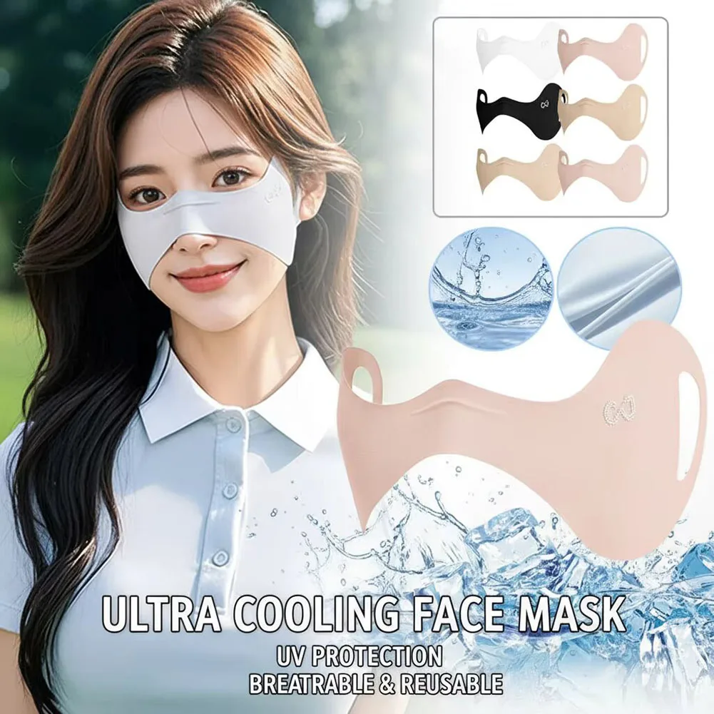 

New Ice Silk Sunscreen Face Mask Running Golf Face Masks Riding Breathable Sunscreen Face Scarf Anti UV Eye Protection Mask