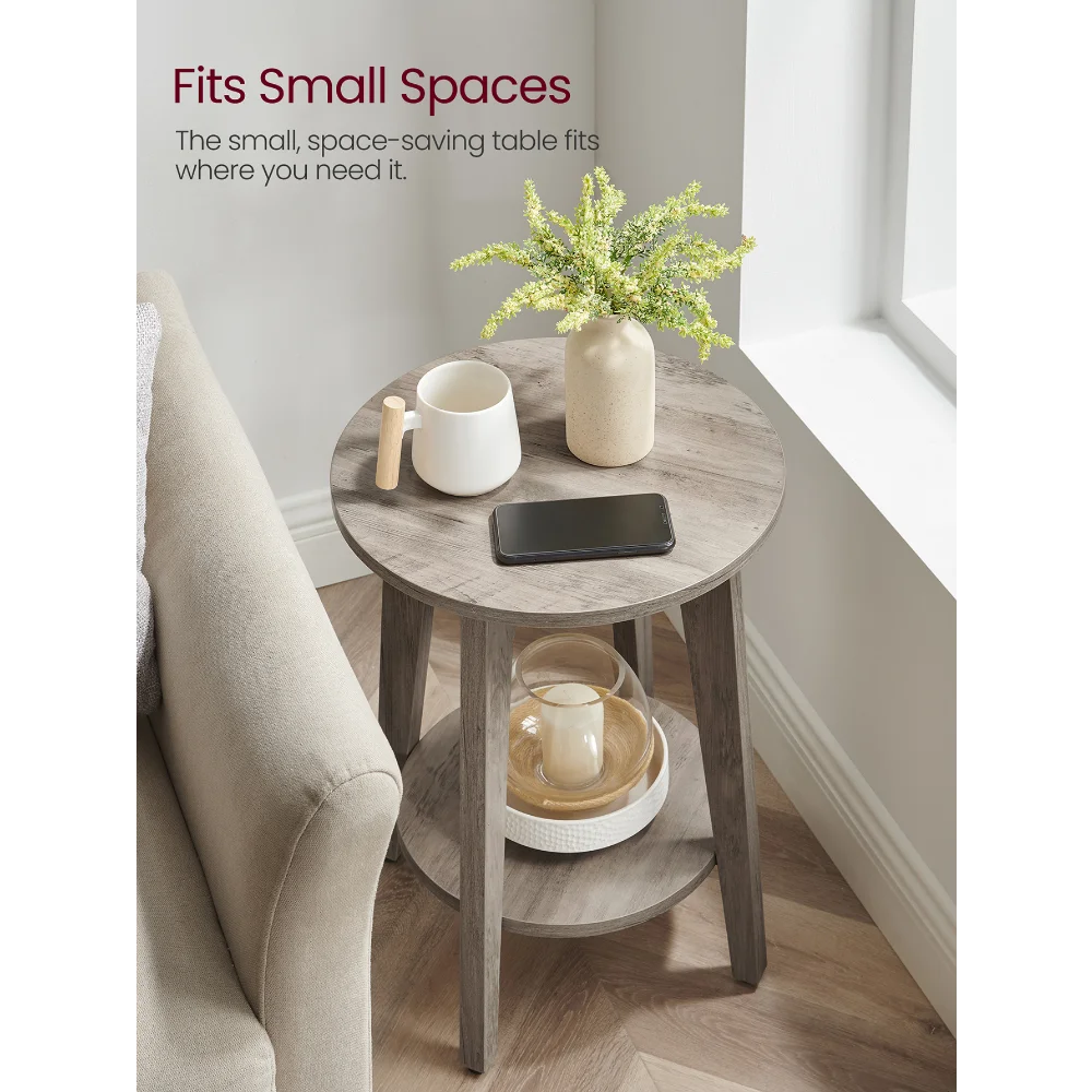 

VASAGLE Round Side Table With Lower Shelf, End Table For Small Spaces, Nightstand For Living Room, Bedroom 15.8 X15.8 X 19.7 Inc
