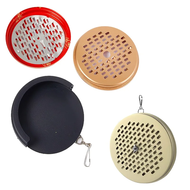 1pcs Incensory Hanging Mosquito Coil Holder Portable Metal Incense Holder Insect Repellent Key Ring Tray Camping Outdoor Indoor