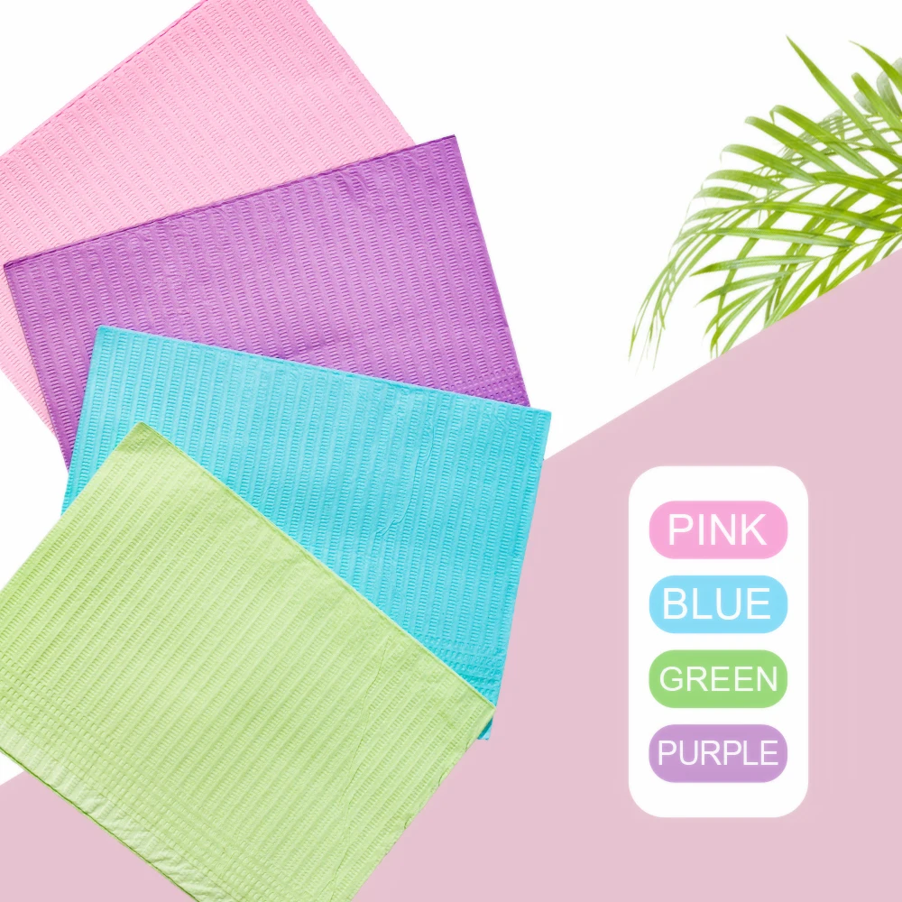 20Pcs/Bag Pink Disposable Nail Art Table Towels Purple/Black 3 Layer Design Tattoo Clean Pad White Dentist Bibs Manicure Tools #