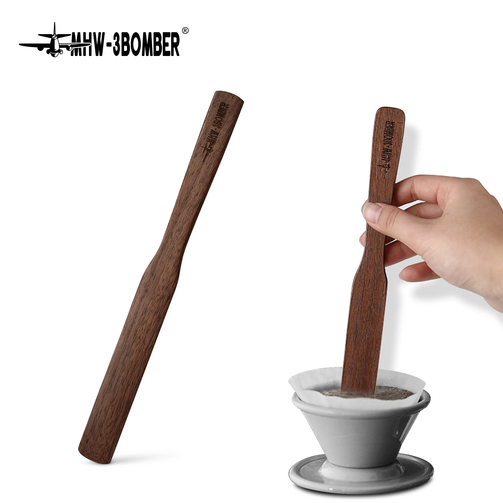 MHW-3BOMBER 월넛 커피 교반 주식, 목재 주스 칵테일 믹서 스틱, 샐러드 믹스 서빙 스펄틀 주방 액세서리, 1 개, 2 개, 4 개