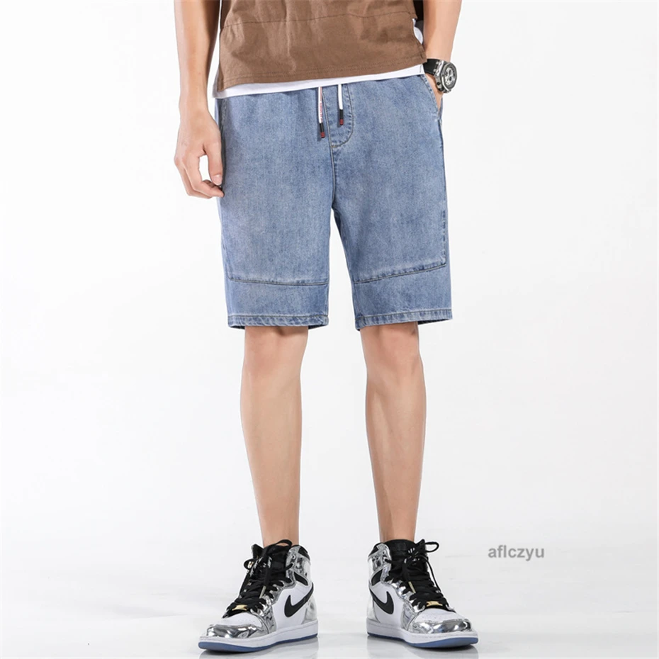 Blaue Jeans shorts Männer Jeans plus Größe 5xl Mode lässig einfarbig Sommer kurze Hosen männlich große Größe 5xl