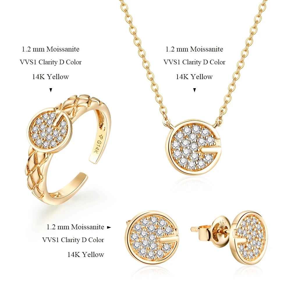 MINTYBOX S925 Sliver D Color VVS1 Moissanite Jewelry Set Solid 18k Gold Plated Earring Wedding Ring Necklace Luxurly Jewelry