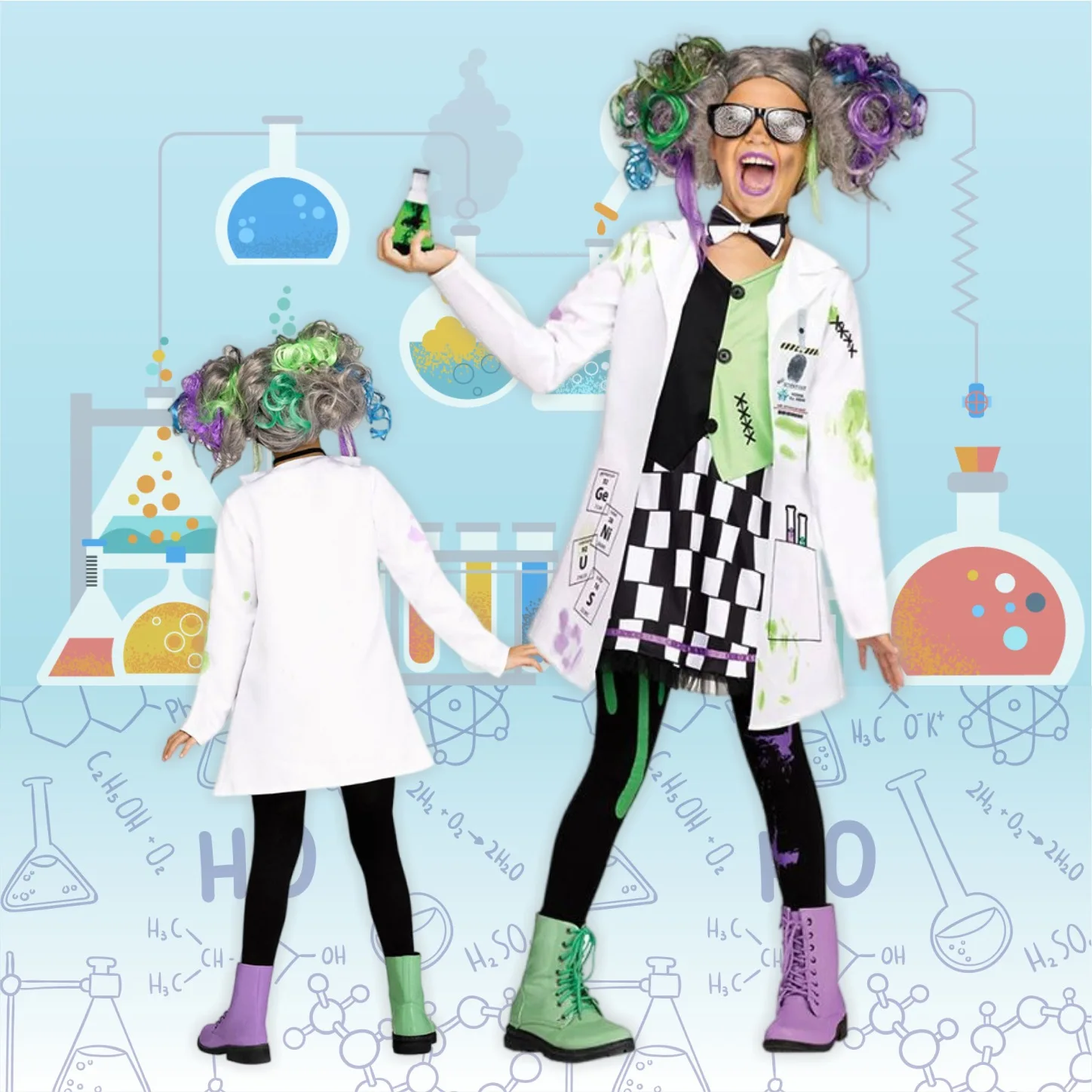 

Children's Day Kids Role-playing Crazy Scientist Costume boys Girls Laboratory uniform Birthday Party Fancy school Stage perform
